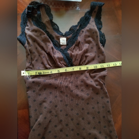 Brown polka dot Only Hearts Top size P/S - Picture 5 of 6